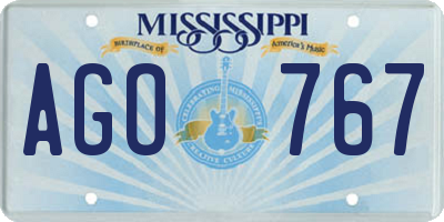 MS license plate AGO767