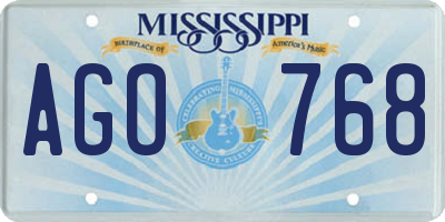 MS license plate AGO768