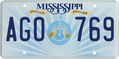MS license plate AGO769