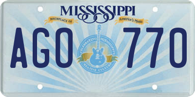 MS license plate AGO770