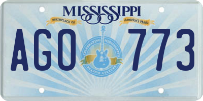 MS license plate AGO773