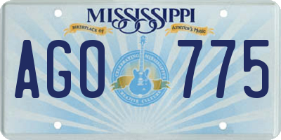 MS license plate AGO775