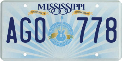 MS license plate AGO778