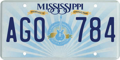 MS license plate AGO784