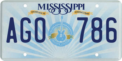 MS license plate AGO786