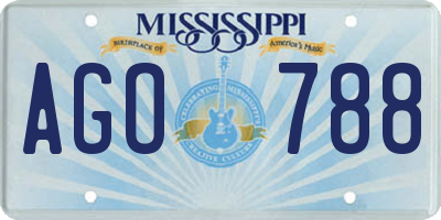 MS license plate AGO788