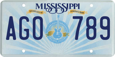 MS license plate AGO789