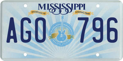 MS license plate AGO796