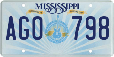 MS license plate AGO798