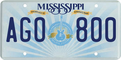 MS license plate AGO800