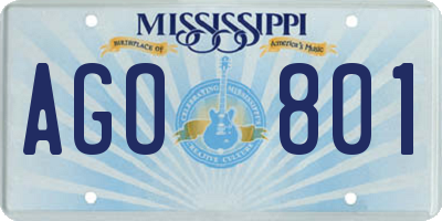 MS license plate AGO801