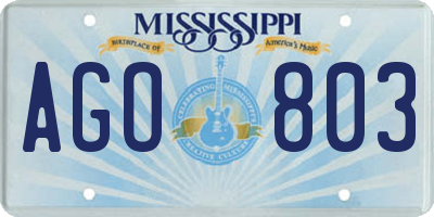 MS license plate AGO803