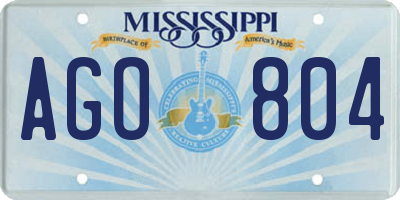 MS license plate AGO804