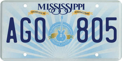 MS license plate AGO805