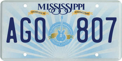 MS license plate AGO807