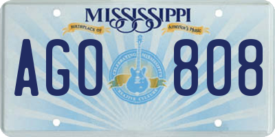 MS license plate AGO808