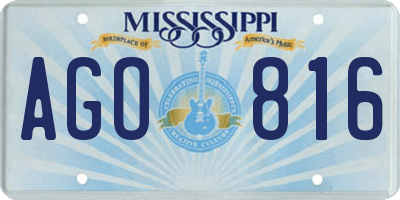MS license plate AGO816