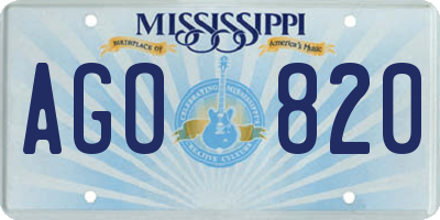 MS license plate AGO820