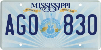 MS license plate AGO830