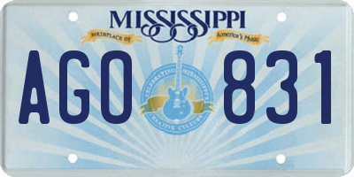 MS license plate AGO831