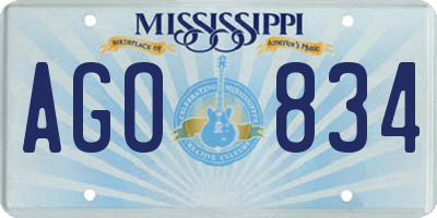 MS license plate AGO834