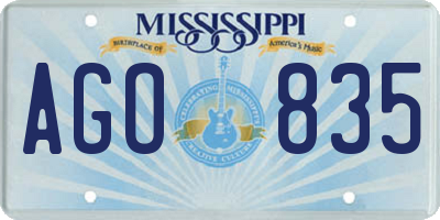 MS license plate AGO835