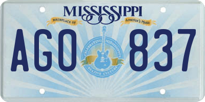 MS license plate AGO837