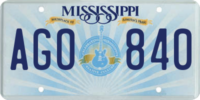MS license plate AGO840