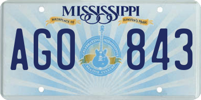 MS license plate AGO843