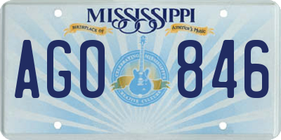 MS license plate AGO846