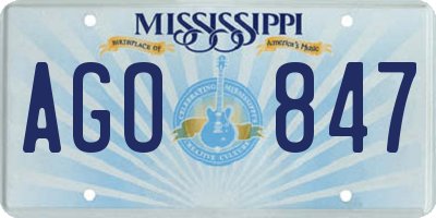 MS license plate AGO847