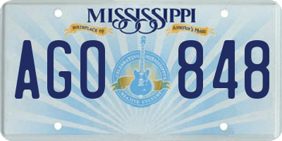 MS license plate AGO848