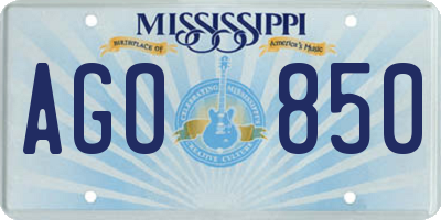 MS license plate AGO850