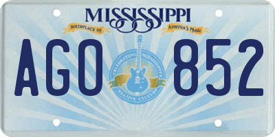 MS license plate AGO852