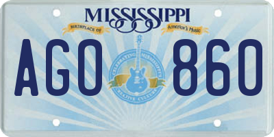 MS license plate AGO860