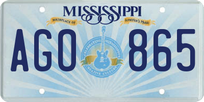 MS license plate AGO865