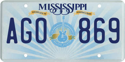MS license plate AGO869