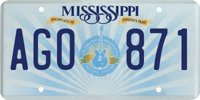 MS license plate AGO871