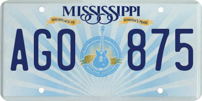 MS license plate AGO875