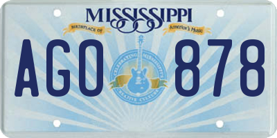 MS license plate AGO878