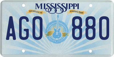 MS license plate AGO880