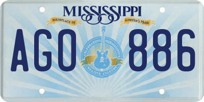 MS license plate AGO886