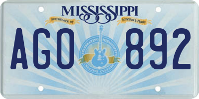MS license plate AGO892