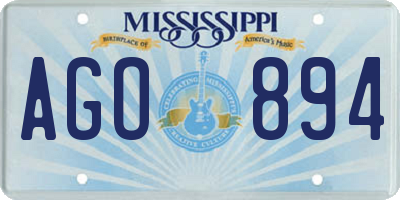 MS license plate AGO894