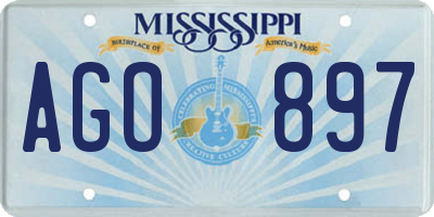 MS license plate AGO897
