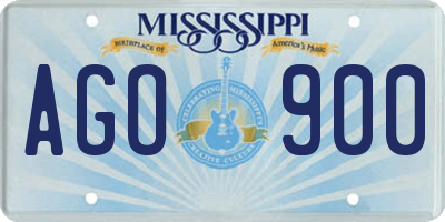 MS license plate AGO900
