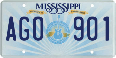 MS license plate AGO901