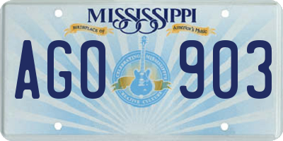 MS license plate AGO903