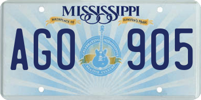 MS license plate AGO905