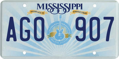 MS license plate AGO907